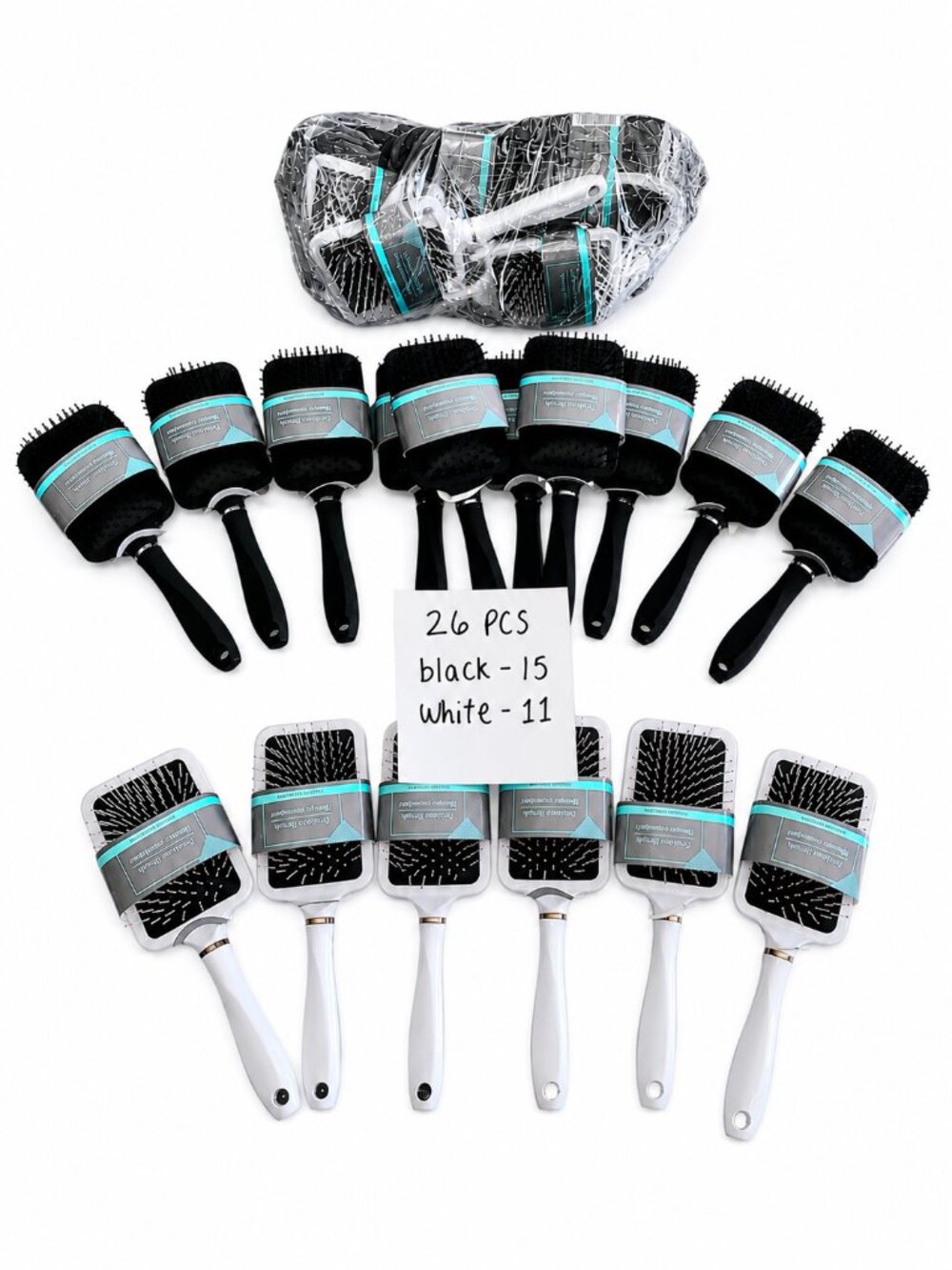 26 Pcs Hair Brush Lot Paddle Styling Brushes, Matte Black & Glossy White